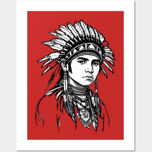 native american line art design Posters and Art